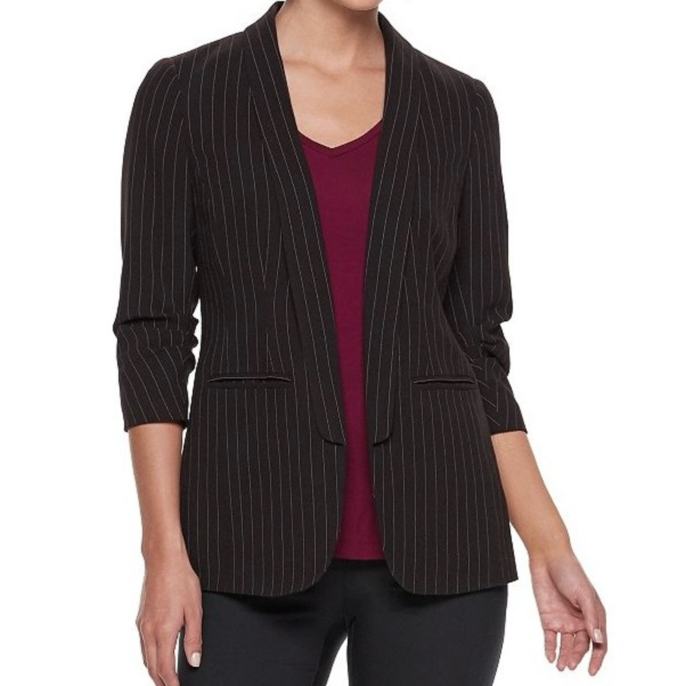 Apt 9 Black Pinstripe 3/4 Sleeve Blazer XXL